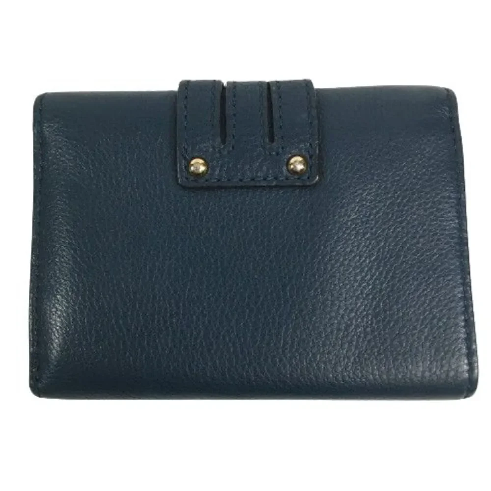 MICHAEL KORS Gansevoort Clutch Wallet Medium Trifold Navy-Blue Pebble Leather
